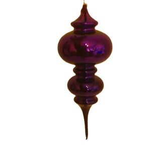 Vintage Dept 56 Purple Blown Mercury Glass Double Finial Christmas Ornament Box